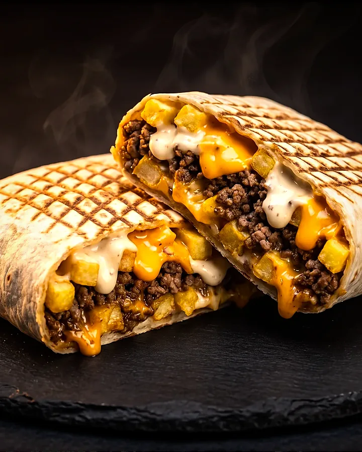 Tacos marocain garni, coupé en deux